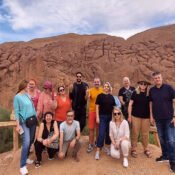 Group of tourists enjoying a 4-day tour from Marrakech to desert.