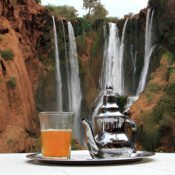 Mint tea with a view of Ouzoud Waterfalls
